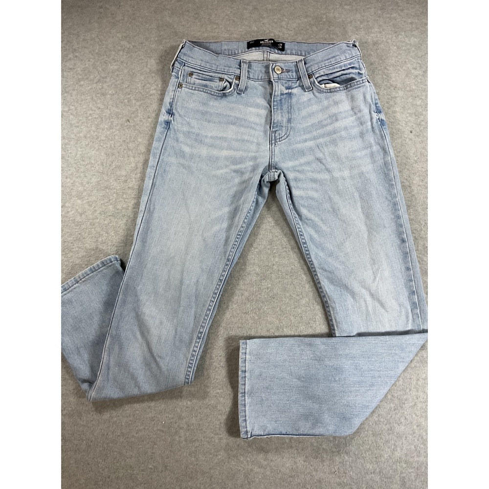 Hollister Epic Flex Slim Straight Jeans Light Wash Denim 29x30 Mens Blue 1999